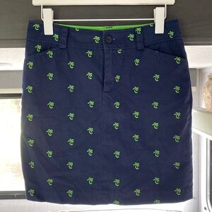 Lily Pulitzer  green palm tree embroidered navy blue cotton skirt size 2